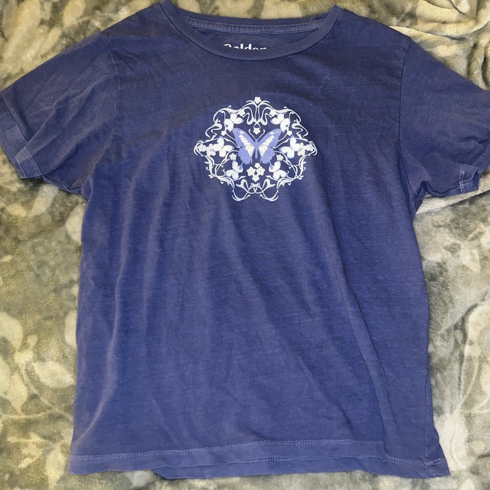 Periwinkle Blue/Purple PacSun/Golden Hour Butterfly Baby Tee